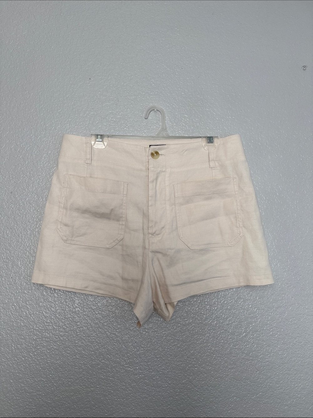 Anthropologie Cream High-Rise Front-Pocket Shorts